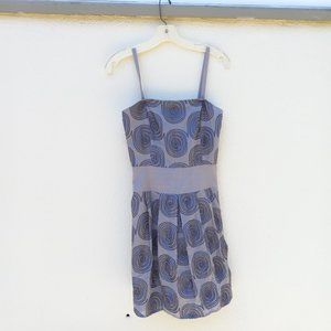 Vintage Tocca Grey Embroidered Strapless/Detachable Strap Dress
